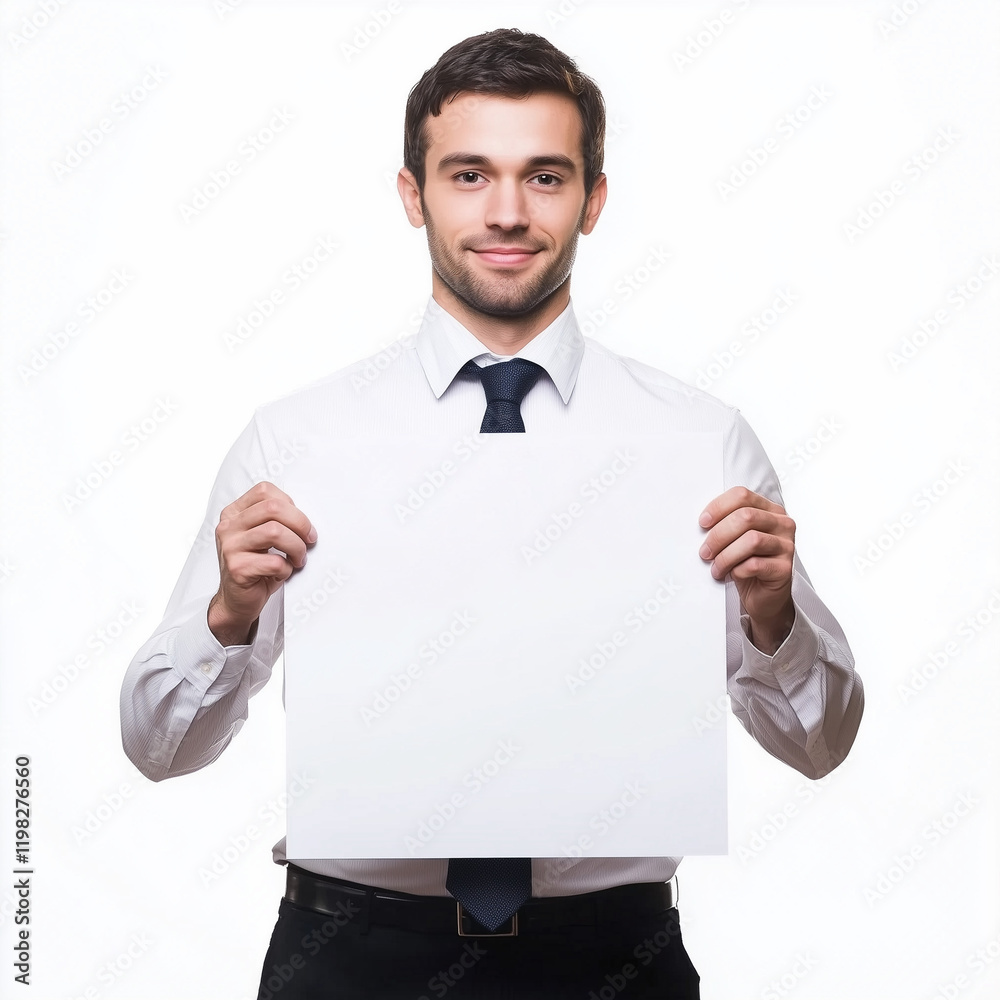 Businessman Holding Blank Sign for Customization Businessman Holding Blank Sign for Customization