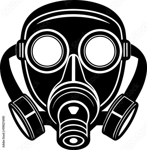 Black Silhouette of a Gas Mask - Vector Illustration