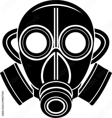 Black Silhouette of a Gas Mask - Vector Illustration
