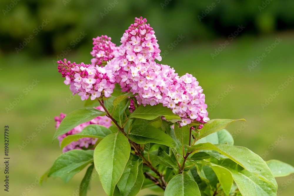 Pink lilac blossoms in garden, spring. Use greeting card Pink lilac blossoms in garden, spring. Use greeting card