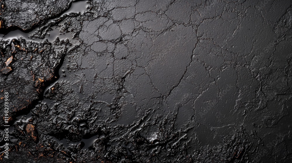 Naklejka premium Abstract texture of cracked black surface with glossy finish