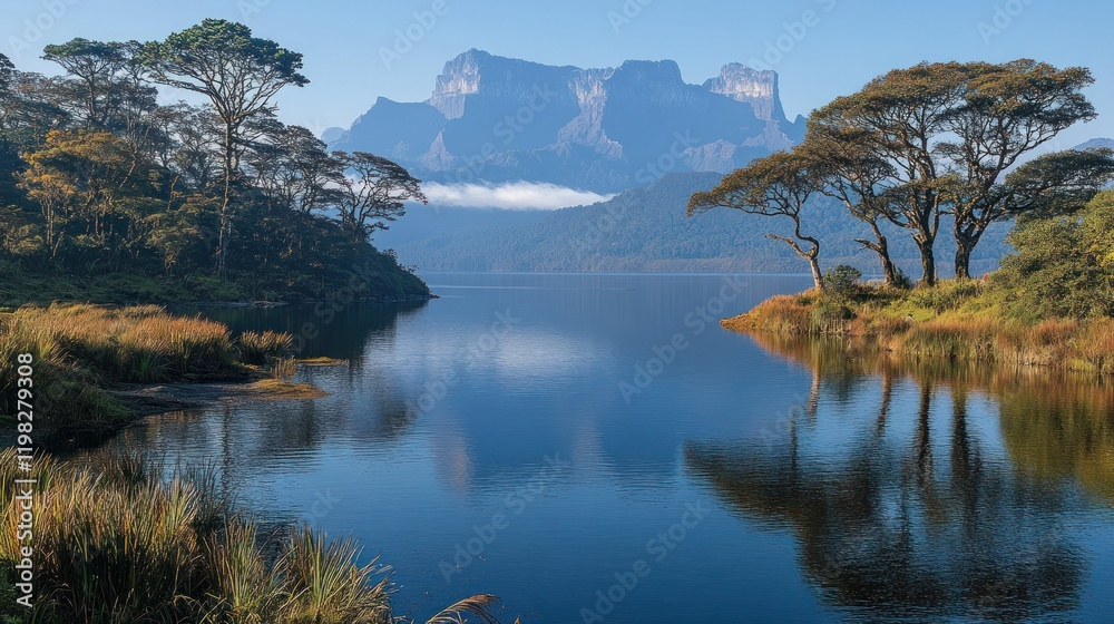 Serene Mountain Lake Reflection in the Tepuis Serene Mountain Lake Reflection in the Tepuis