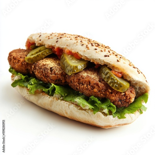 Egyptian Taameya Falafel Sandwich with Pickles photo