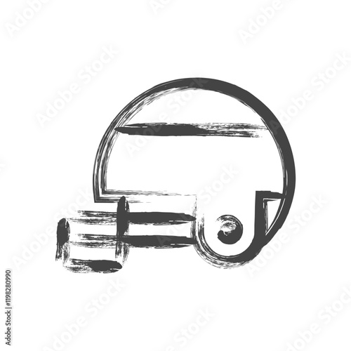 筆書きスポーツ関連の単品アイコン　ラグビーヘルメット