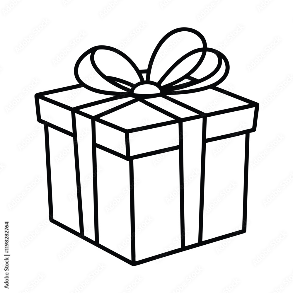 gift box line art with white background gift box line art with white background