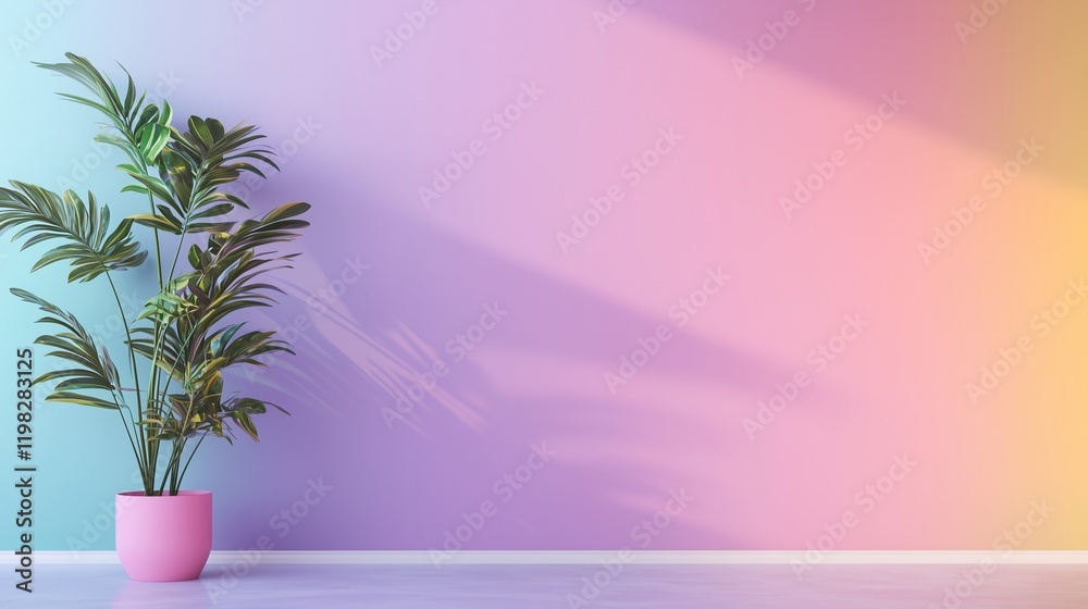 High-gloss accent wall mockup in vibrant colors on a solid light purple background High-gloss accent wall mockup in vibrant colors on a solid light purple background