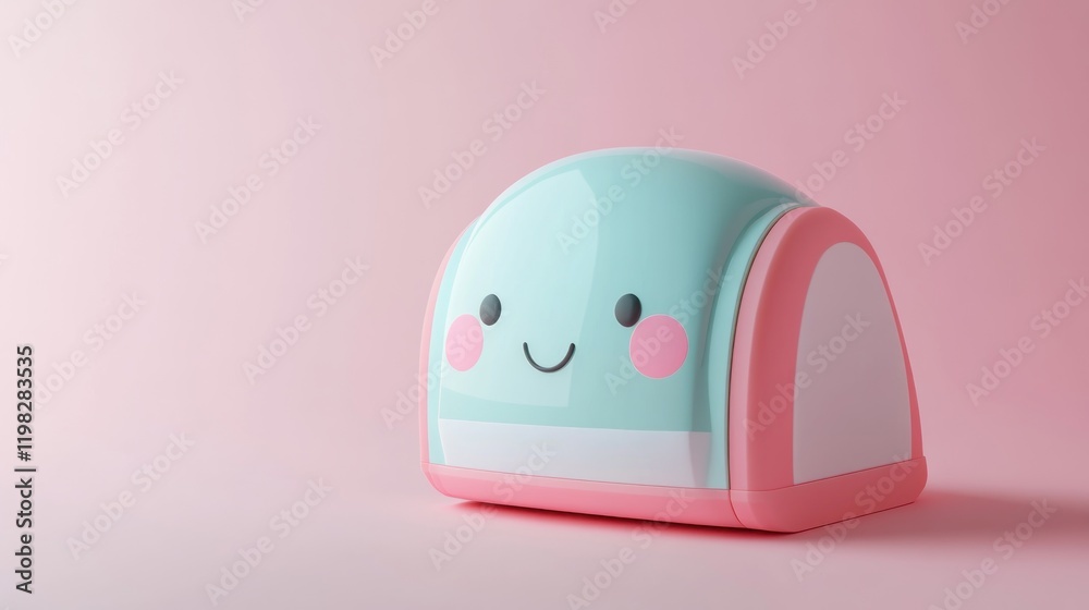 Cute cartoon robot toy on pink background. Cute cartoon robot toy on pink background.