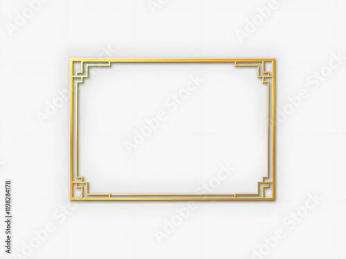 Rectangle vintage gold frame for web presentation, horizontal border in oriental style ,png with transparent background. photo