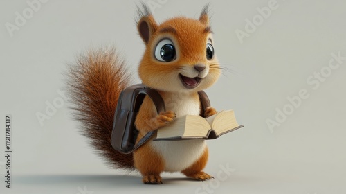 Wallpaper Mural Cute cartoon squirrel student with backpack and book. (1) Torontodigital.ca