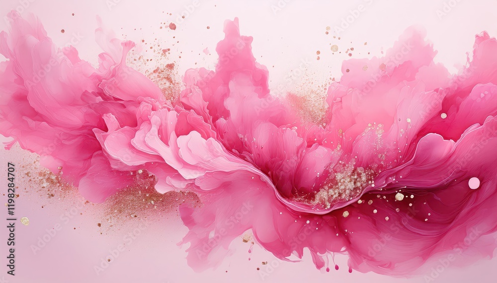 Vibrant Watercolour Paint Splash with Glitter A Magical Light Pink Ink Explosion on a Canvas Vibrant Watercolour Paint Splash with Glitter A Magical Light Pink Ink Explosion on a Canvas