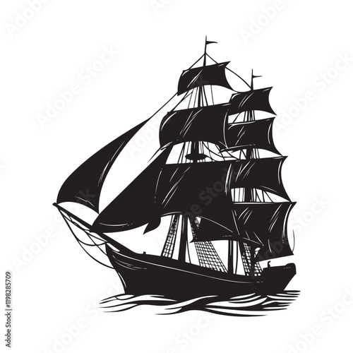 silhouette of a ship