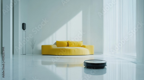 Sci-fi Technology Sweep the floor Robot Cleaning in Future Home Environment