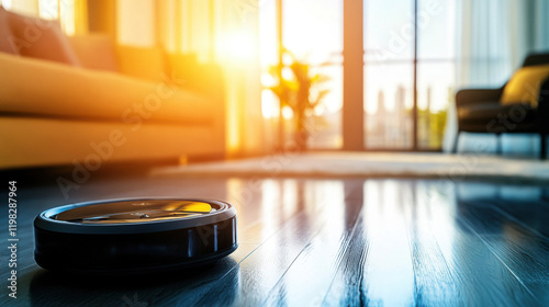 Sci-fi Technology Sweep the floor Robot Cleaning in Future Home Environment