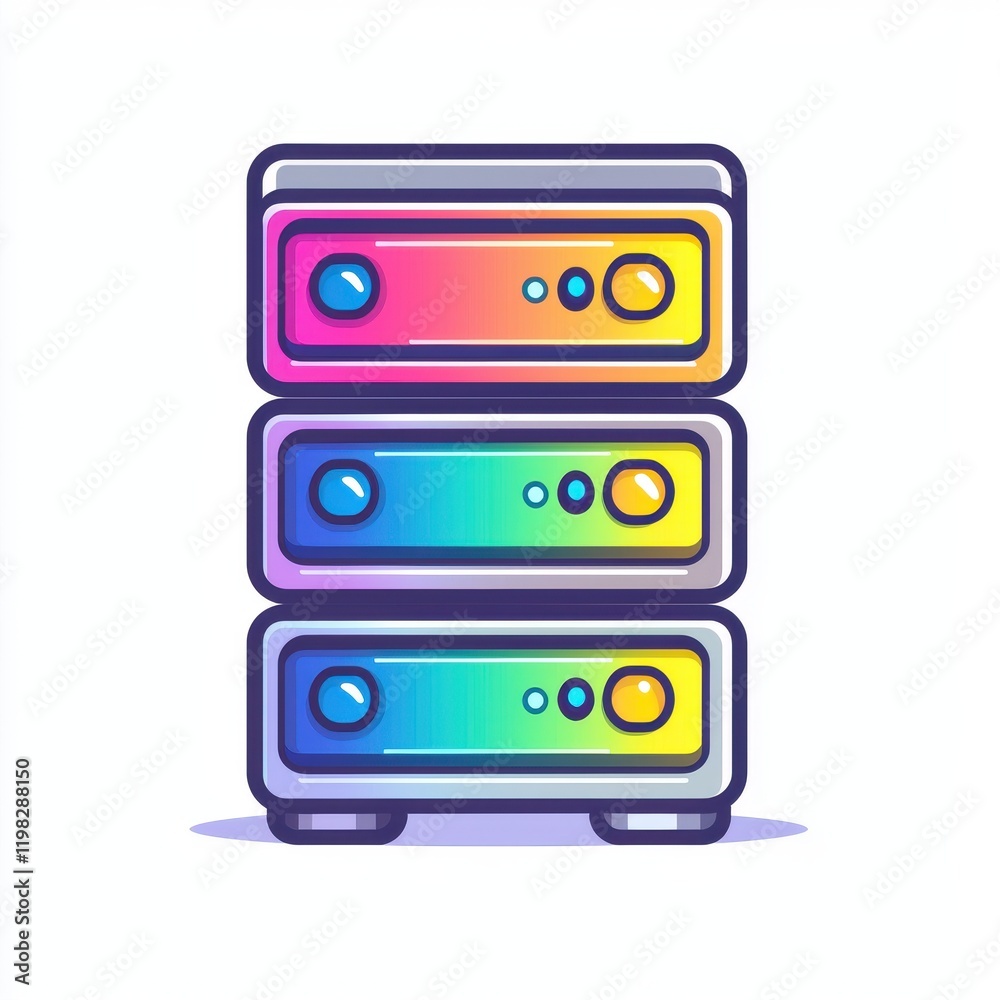 Colorful Stacked Servers Rainbow Gradient Data Center Technology Illustration Colorful Stacked Servers Rainbow Gradient Data Center Technology Illustration