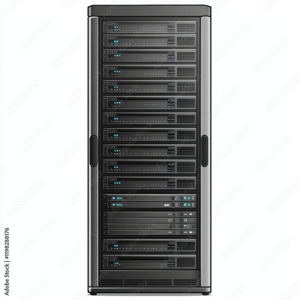 Modern Data Center Server Rack Network Equipment IT Infrastructure Technology Concept