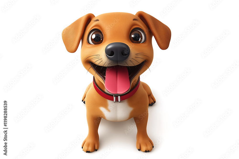 Fototapeta premium A cheerful cartoon dog with a big smile, showcasing a playful and friendly demeanor.