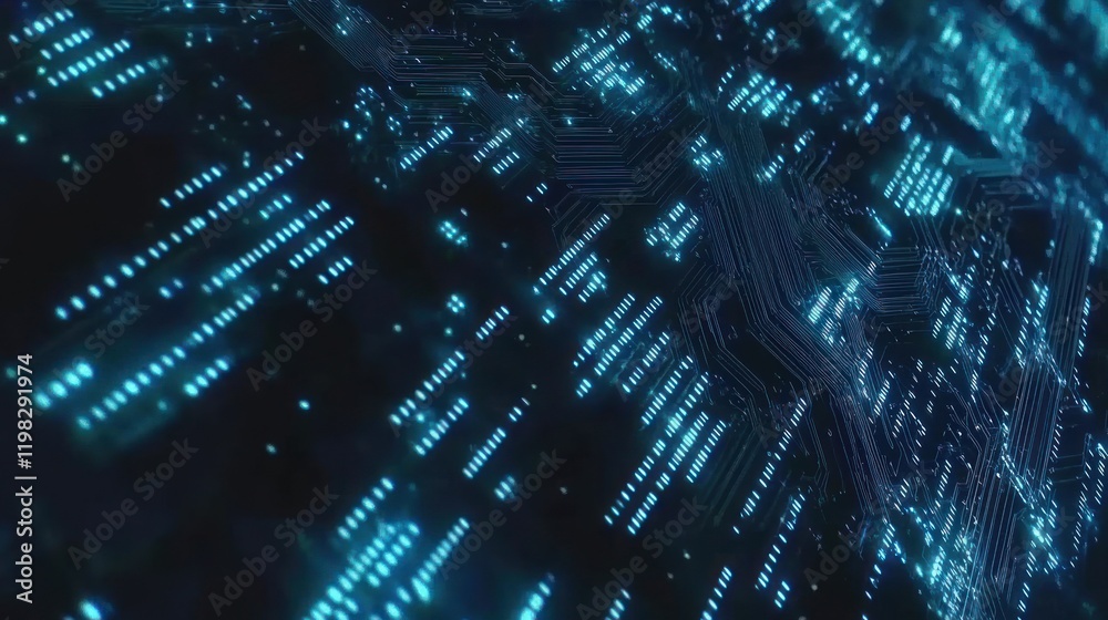 Abstract Digital Circuitry: Glowing Blue Lines and Nodes Abstract Digital Circuitry: Glowing Blue Lines and Nodes