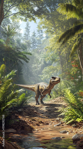 Alioramus-Era Dinosaur Strolls Through Mesozoic Ecosystems photo