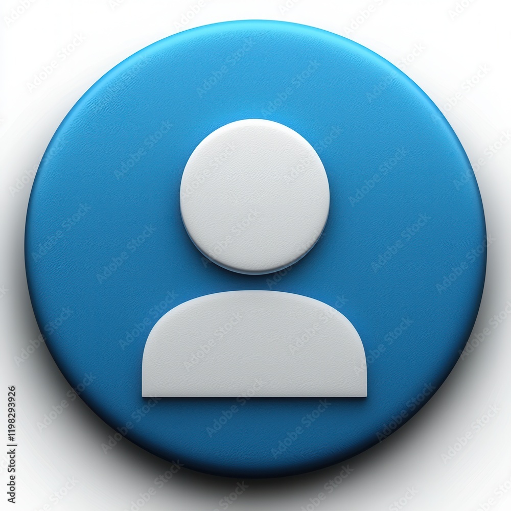 Blue Circle Profile Icon User Person Avatar 3D Render Website Button Blue Circle Profile Icon User Person Avatar 3D Render Website Button