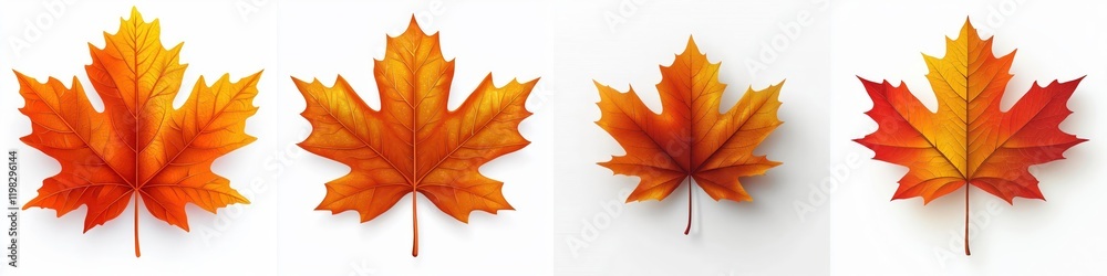 Obraz premium Vibrant Autumn Maple Leaves Collection Fall Foliage Red Orange Yellow Colors