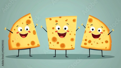 National Cheesy Socks Day Illustration with Happy Cartoon Cheese Characters photo