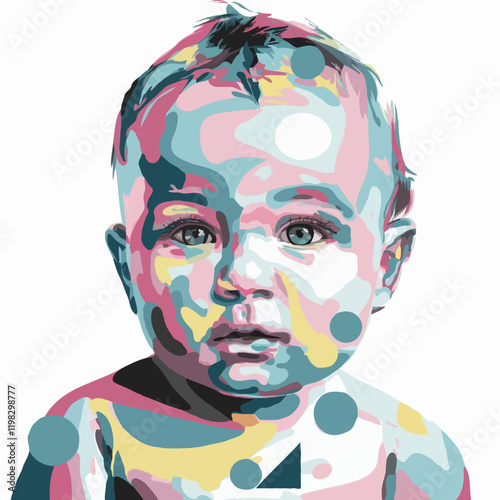 Colorful Abstract Baby Portrait: Digital Art and Graphic Design Mastery in Modern Visual Art