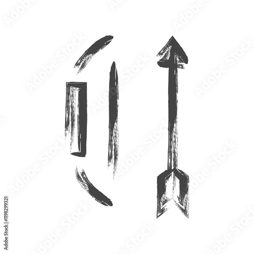 筆書きスポーツ関連の単品アイコン　弓矢