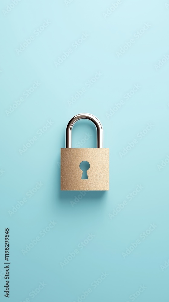 Stylish padlock on a minimalistic blue background Stylish padlock on a minimalistic blue background