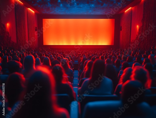Empty cinema screen with audience.