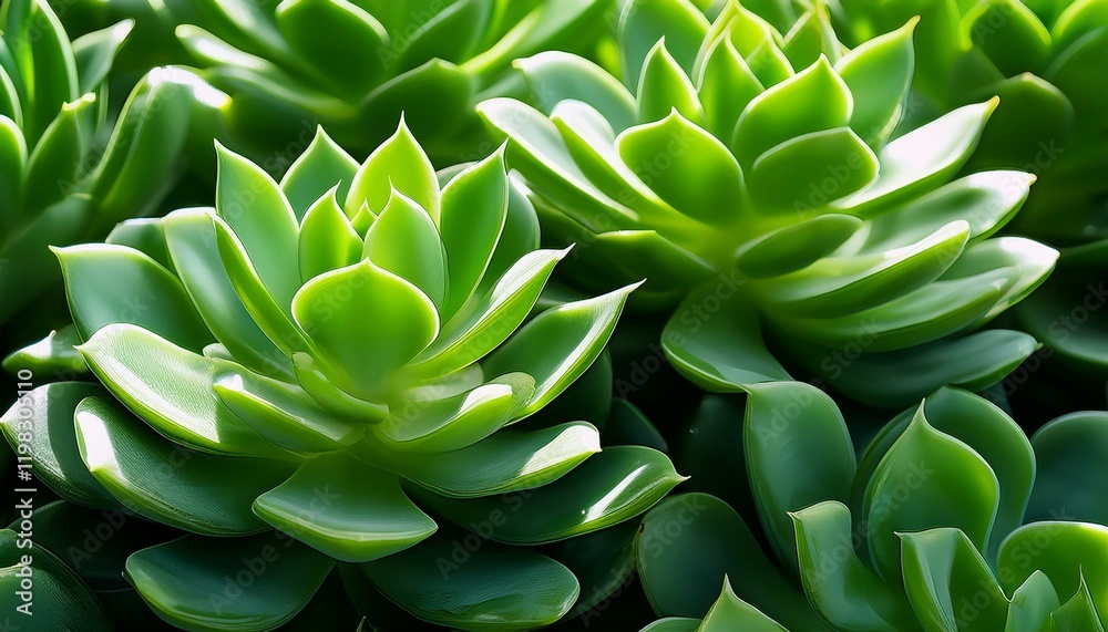 Fototapeta premium Vibrant green succulents bask in sunlight.