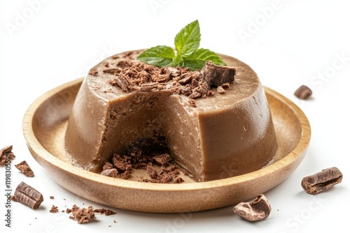 Cocoa flavored sweet tahini halva Isolated Turkish treat on white backdrop photo