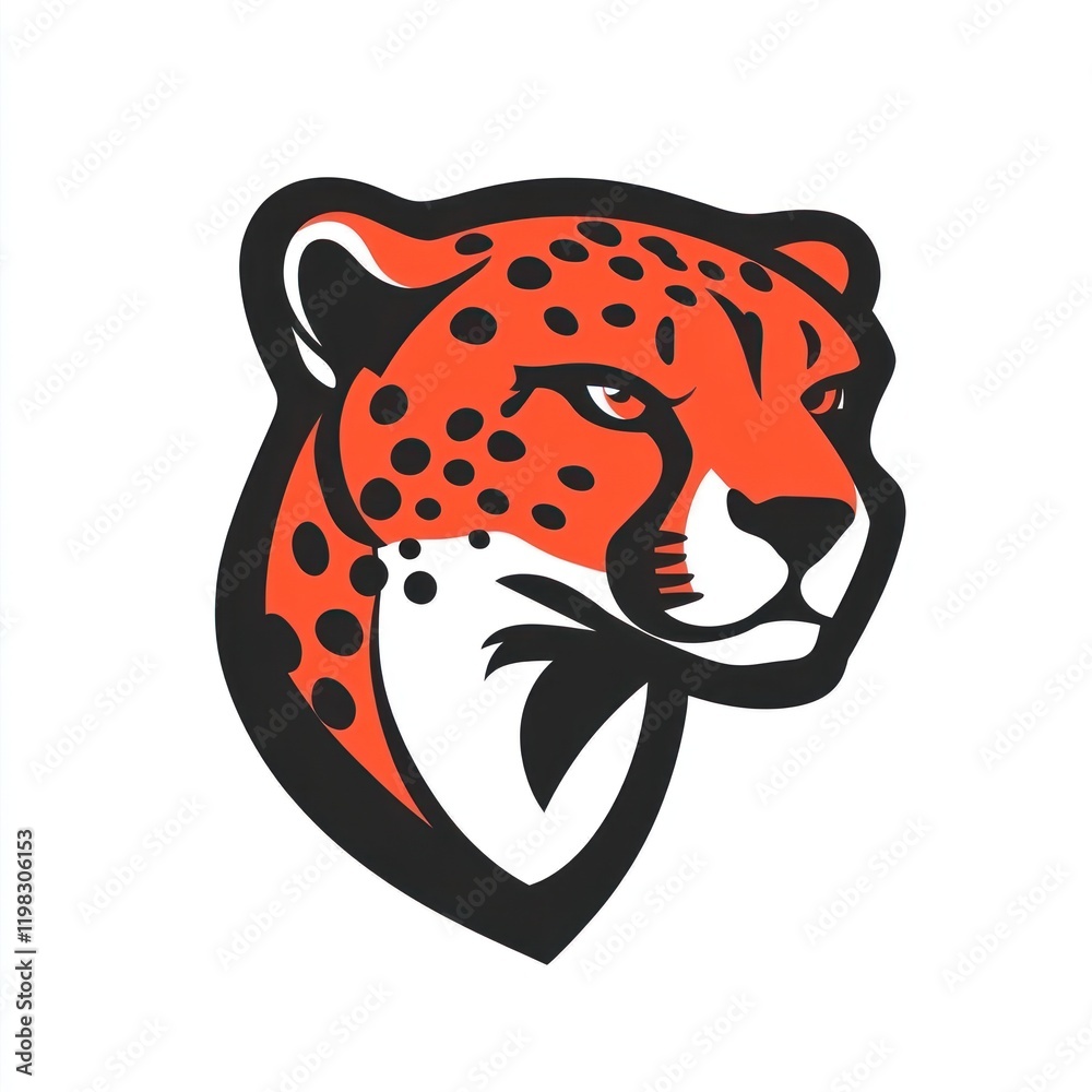 Obraz premium Orange cheetah head portrait on white background for logo or graphic