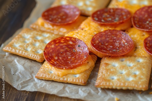 crackers with colby jack cheese and pepperoni