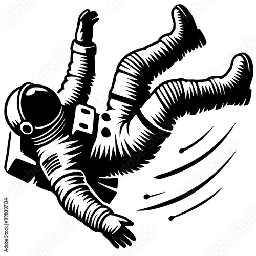 Silhouette of an astronaut falling