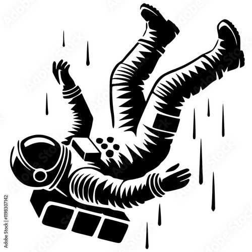 Silhouette of an astronaut falling