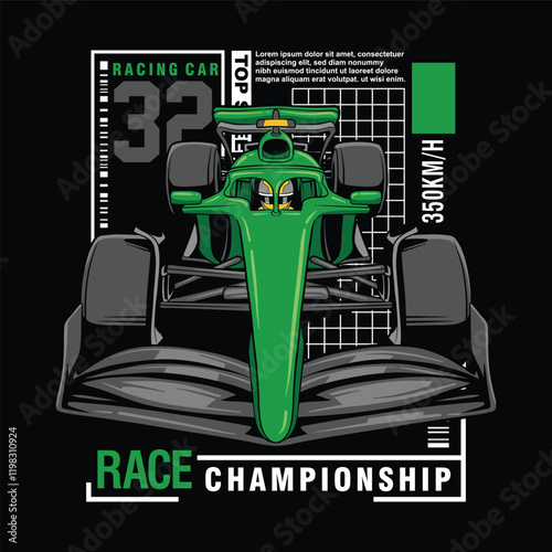 Hand drawn formula 1 racing car vector illustration