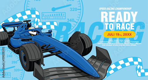Hand drawn formula 1 racing car vector illustration