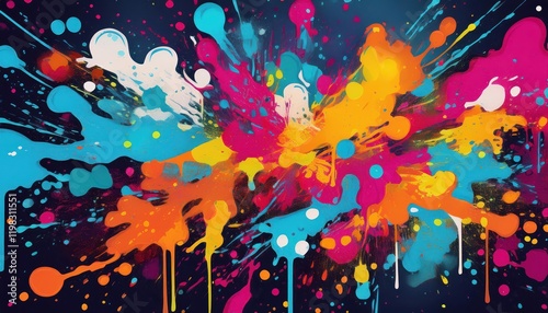 Vibrant Spray Paint Patterns Against a Grunge Backdrop Artistic Exploration of Texture and Color