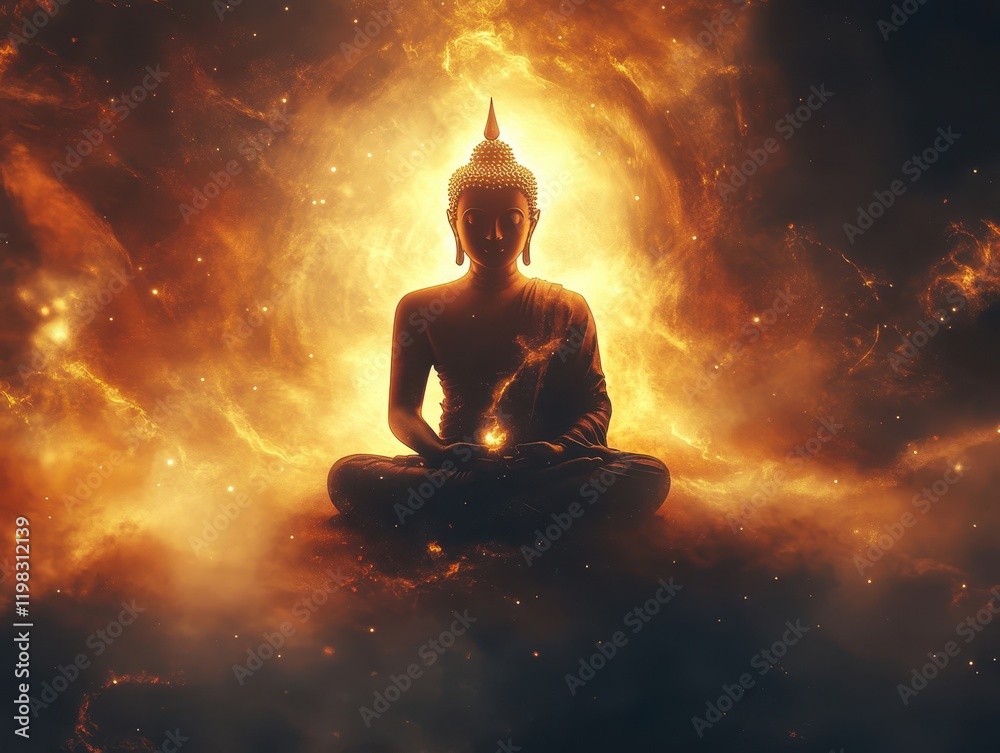 A spiritual silhouette design of Buddha, simple yet evocative, surrounded by a soft glowing aura A spiritual silhouette design of Buddha, simple yet evocative, surrounded by a soft glowing aura