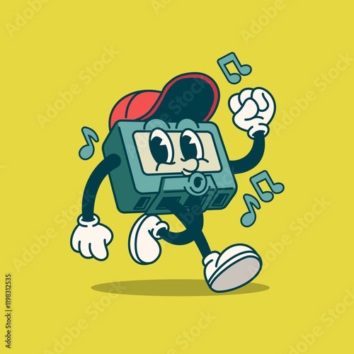 Mix Tape Cassette Mascot Cartoon Vector Art, Illustration and Graphic