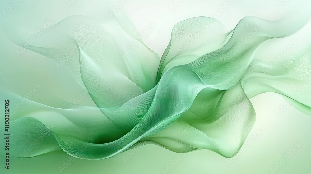 Obraz premium Flowing green fabric, abstract design, soft background, website banner