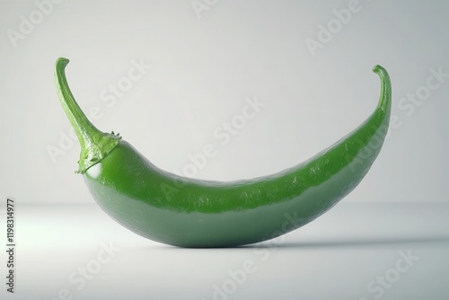 Green jalapeno on a white background featuring a clipping path and sharp focus photo