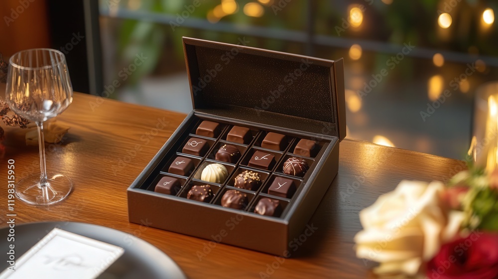 box of chocolates with personalized wrapping, ideal for a romantic Valentine's Day gift that shows your affection box of chocolates with personalized wrapping, ideal for a romantic Valentine's Day gift that shows your affection