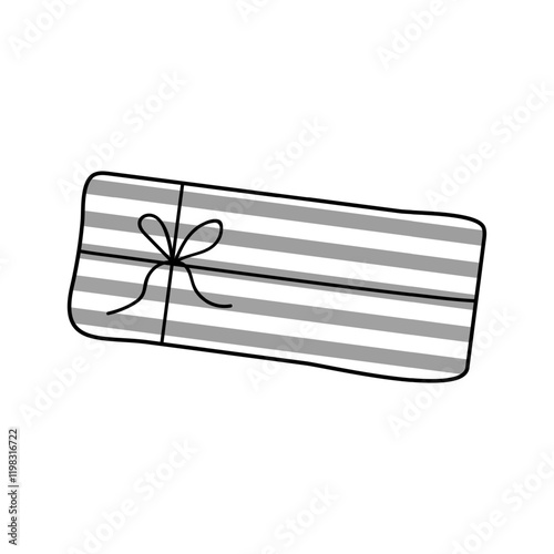 Gift wrapped in striped paper with a bow, ready for celebration or special occasion
