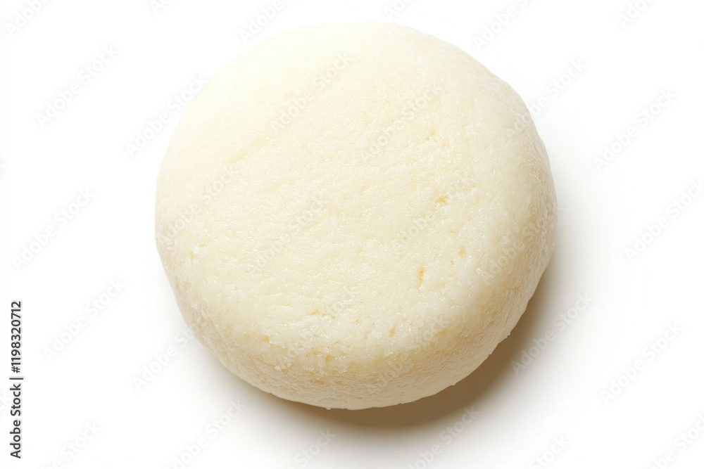 Isolated top view of Japanese rice cake mochi on white Isolated top view of Japanese rice cake mochi on white