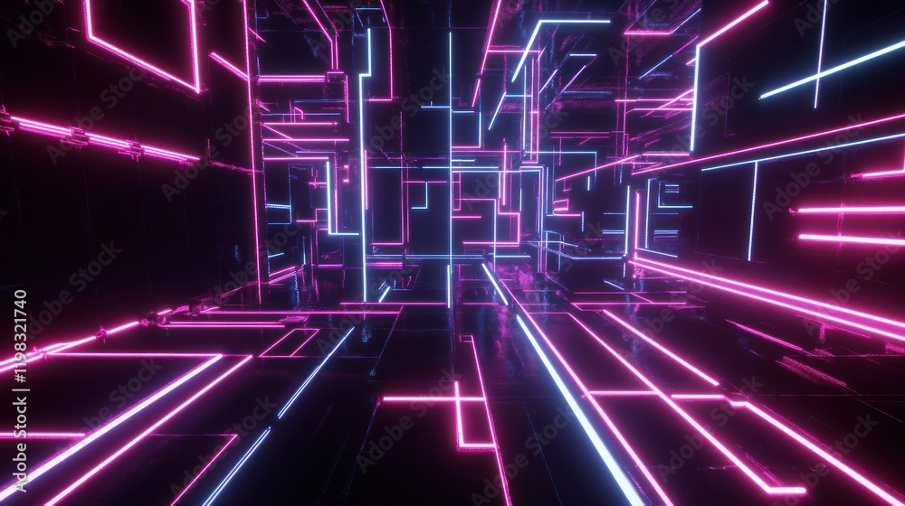 Neon Lightscape: A Futuristic Digital Corridor Neon Lightscape: A Futuristic Digital Corridor