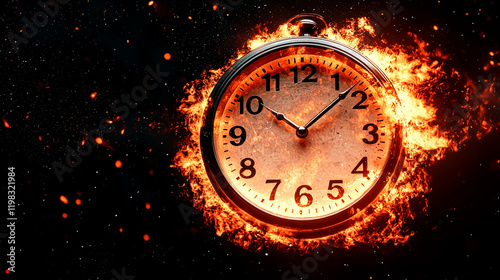 Wallpaper Mural Burning Clock: A Surreal Masterpiece on Time's Ephemeral Nature Torontodigital.ca