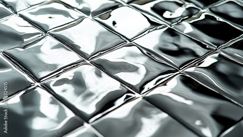 Shiny metallic background with a reflective surface. Sleek, high-end look, sophisticated designs, modern, futuristic