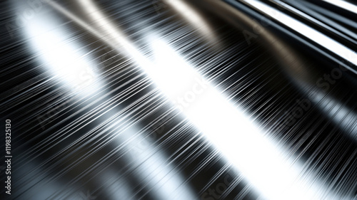 Shiny metallic background with a reflective surface. Sleek, high-end look, sophisticated designs, modern, futuristic