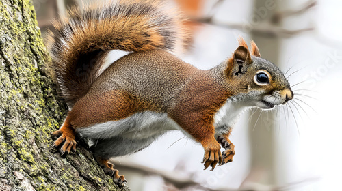 Stunning Red Squirrel on a Tree Branch: A Captivating Wildlife Photo